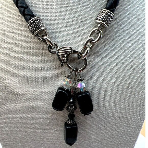Black Beaded Necklace & Bracelet Set.  C3 - Picture 2 of 14